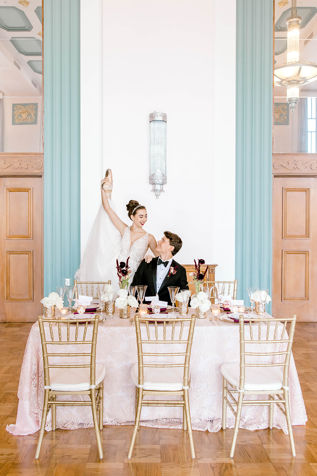 Ballerina bride and groom in nutcracker inspired fine art editorial