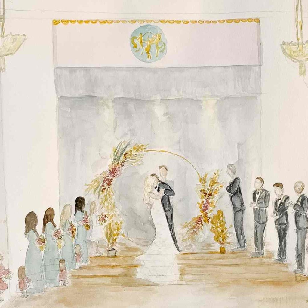 live wedding painting by live wedding painter Courtney Kibby Designs